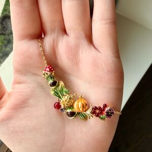 Bill Skinner Woodland Necklace 18K Gold Plated With Hand Painted Enamel